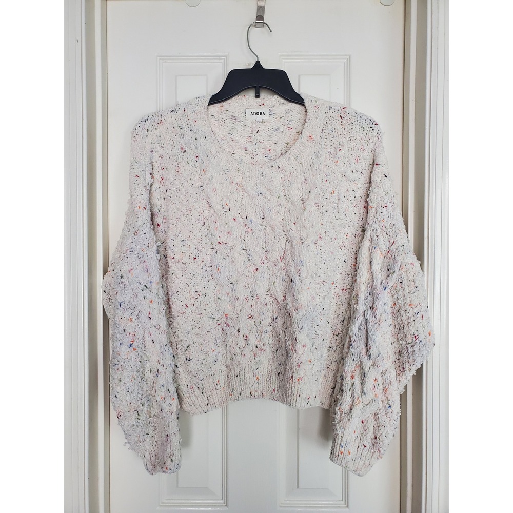 Adora Cable Knit Sweater Cream Multi‎ Confetti Boho Cozy CBSW2624 Large